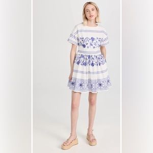 New! Shoshanna Women's Amparo Embroidered Linen Mini Dress